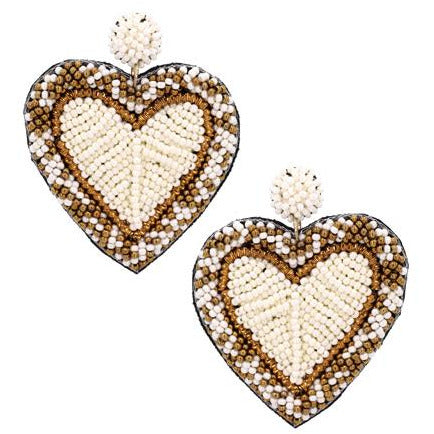 Seed Bead Heart Earring -- Choice of Color - BFF Here