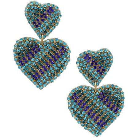 Seed Bead Two Heart Earring -- Choice of Color - BFF Here