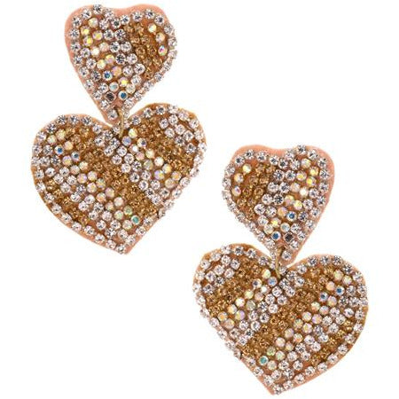 Seed Bead Two Heart Earring -- Choice of Color - BFF Here