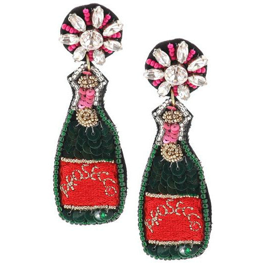 Prosecco Champagne Bottle  Earrings - BFF Here