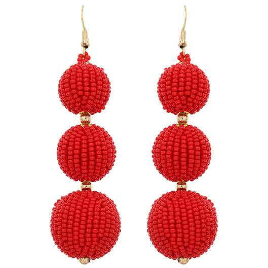 Dallas Seed Bead Ball Drop Earrings -- Choice of Color - BFF Here