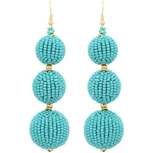 Dallas Seed Bead Ball Drop Earrings -- Choice of Color - BFF Here