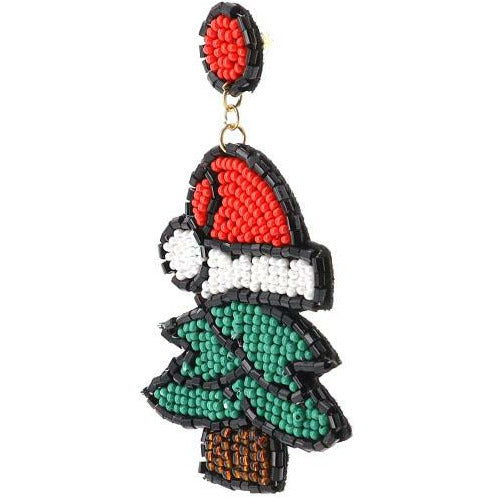 Santa Tree Seed Bead Earrings - BFF Here