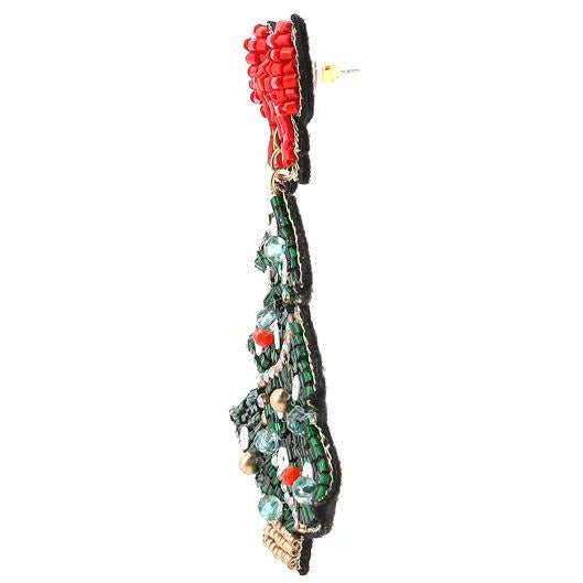 Christmas Tree Seed Bead Earrings - BFF Here