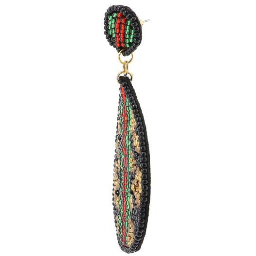 Leopard Teardrop Seed Bead Earrings -- Choice of Color - BFF Here