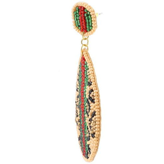 Leopard Teardrop Seed Bead Earrings -- Choice of Color - BFF Here