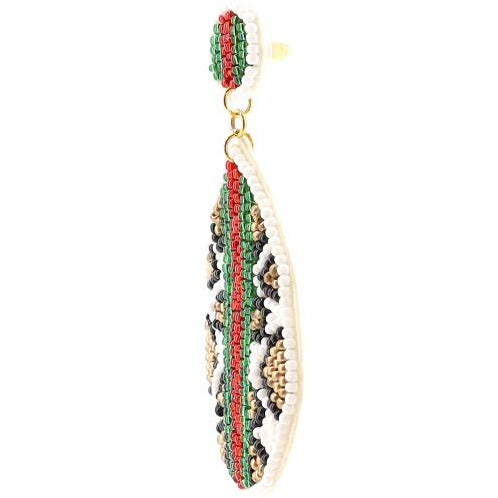 Leopard Teardrop Seed Bead Earrings -- Choice of Color - BFF Here