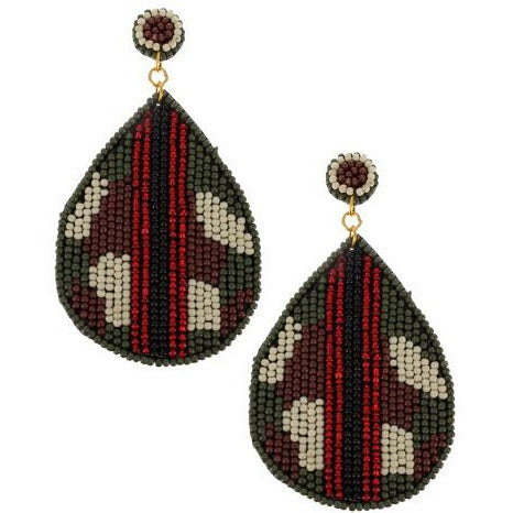 Camo Stripe Seed Bead Earrings - BFF Here