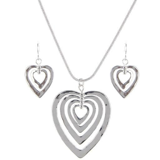 Multi Heart Necklace and Earring Set - BFF Here