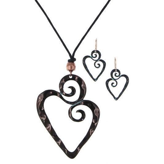 Swirling Heart Necklace & Earring Set - BFF Here