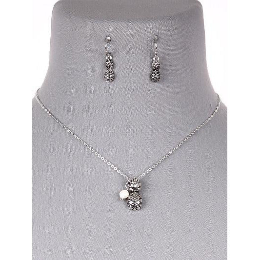 Dainty Pineapple Necklace and Earring Set - BFF Here