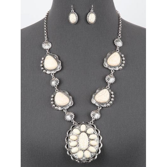 Western Statement Concho Necklace & Earring Set - BFF Here