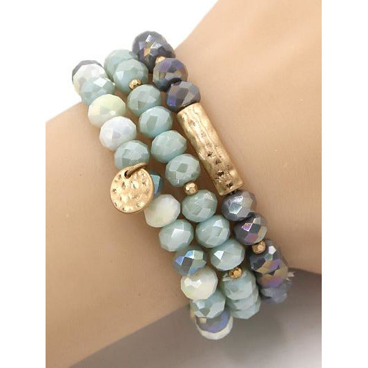 Bar & Disk Beaded Bracelet Set -- Choice of Color - BFF Here