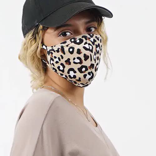 Khaki Leopard Face Mask - Adult - BFF Here