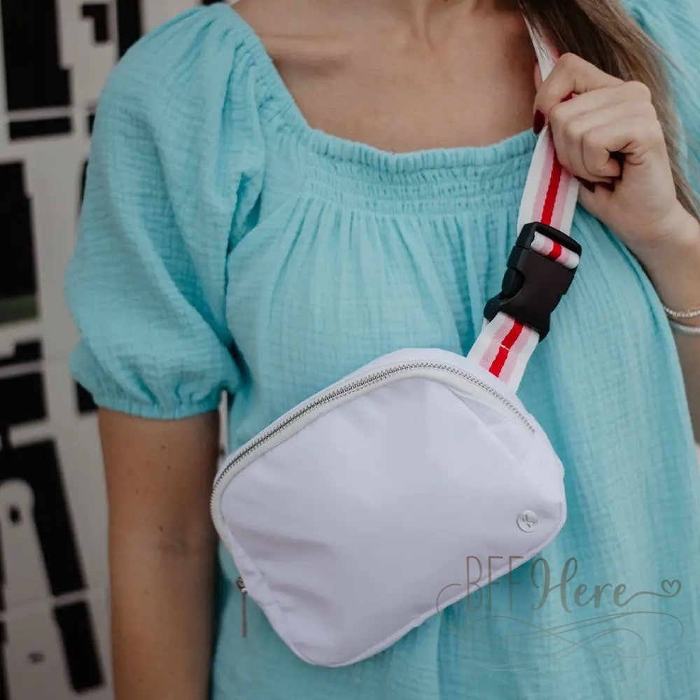 Yvonne Belt Bag with Striped Strap — Choice of Color - BFF Here