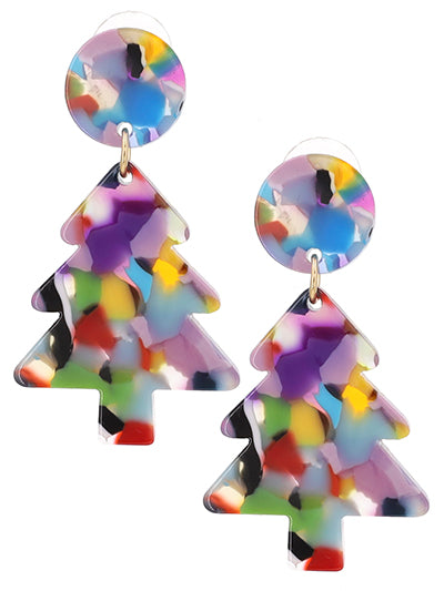 Multi Color Christmas Tree Earrings - BFF Here