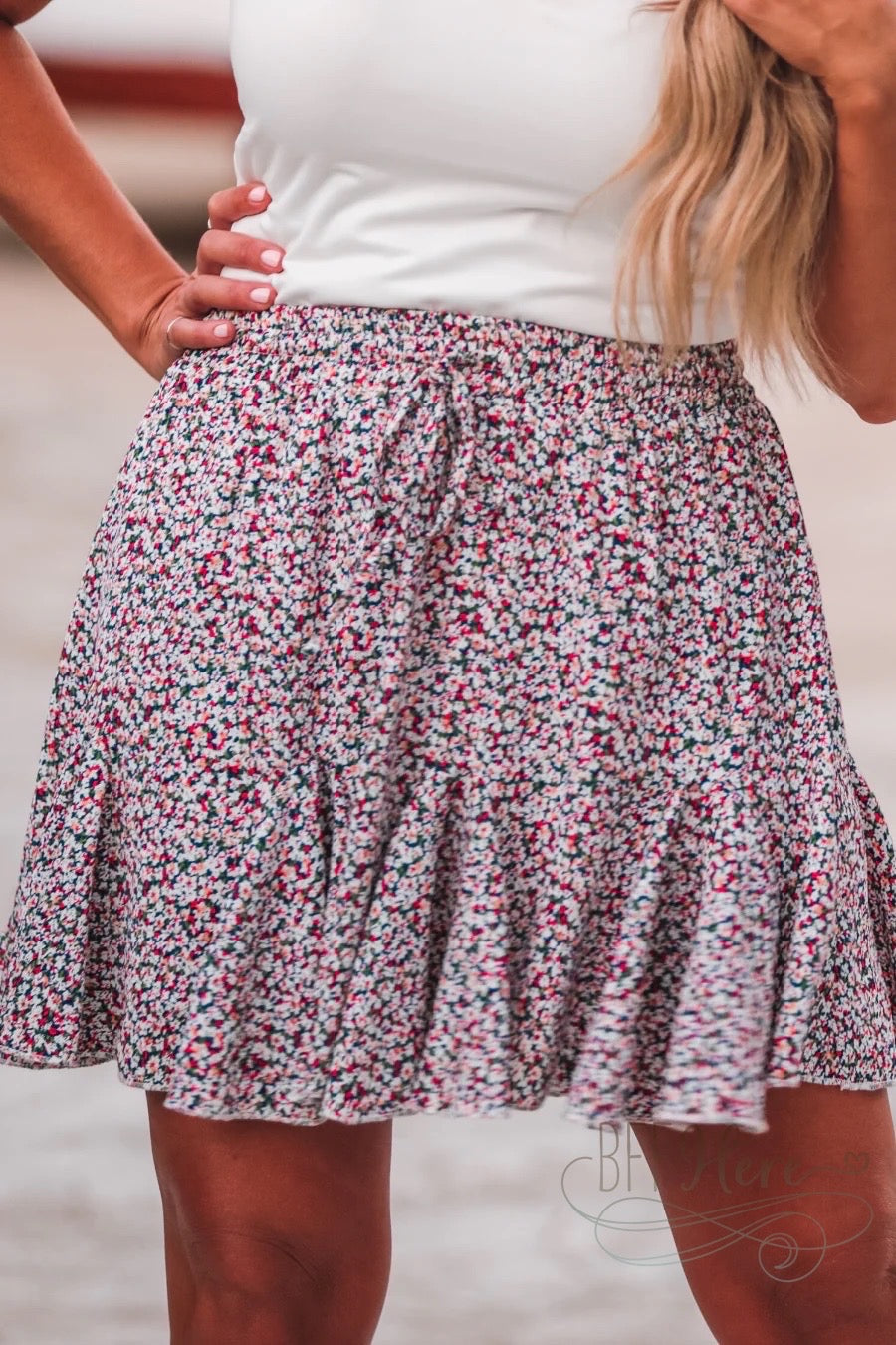 PREORDER-Jasmine Floral Skort — Navy - BFF Here