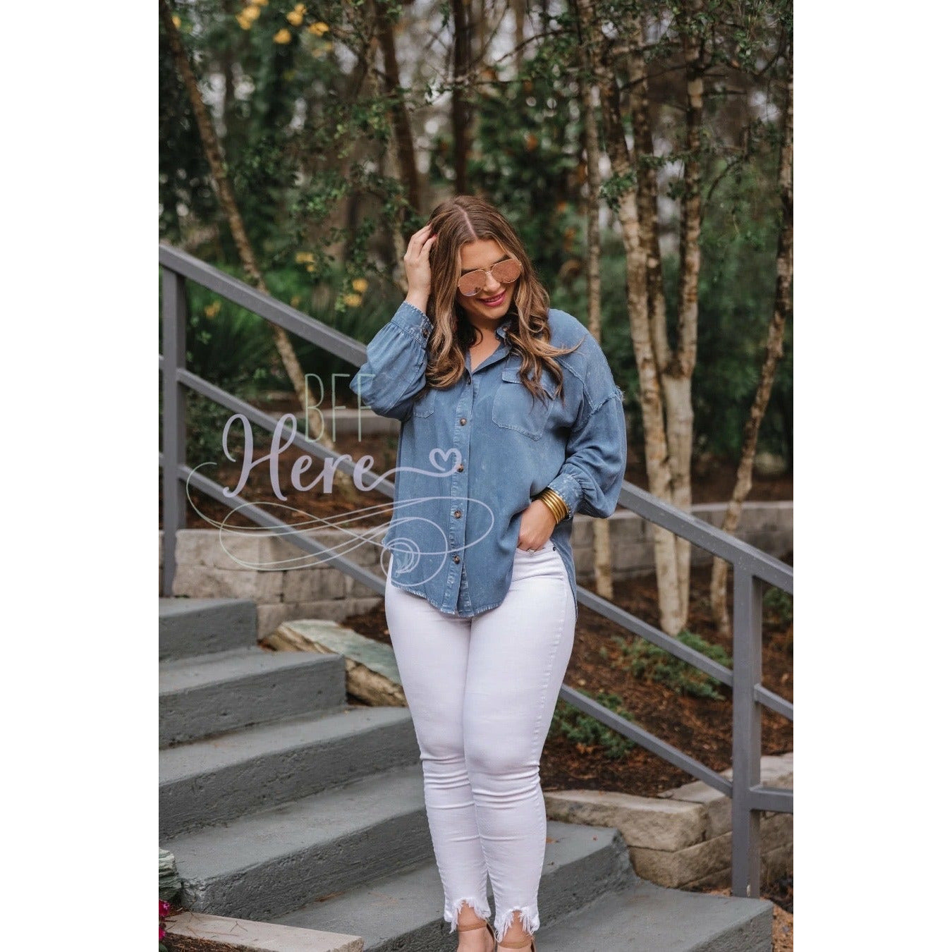 Dean Button Up Top — Chambray - BFF Here