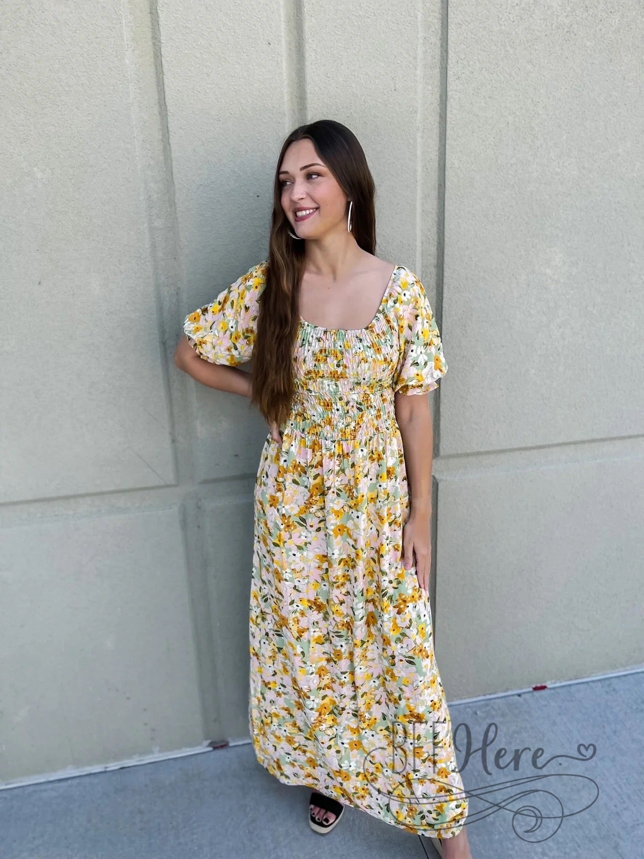 Laura Lynn Floral Smocked Dress - BFF Here