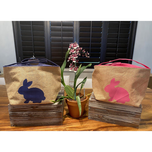 Burlap Bunny Easter Basket -- Choice of Color - BFF Here