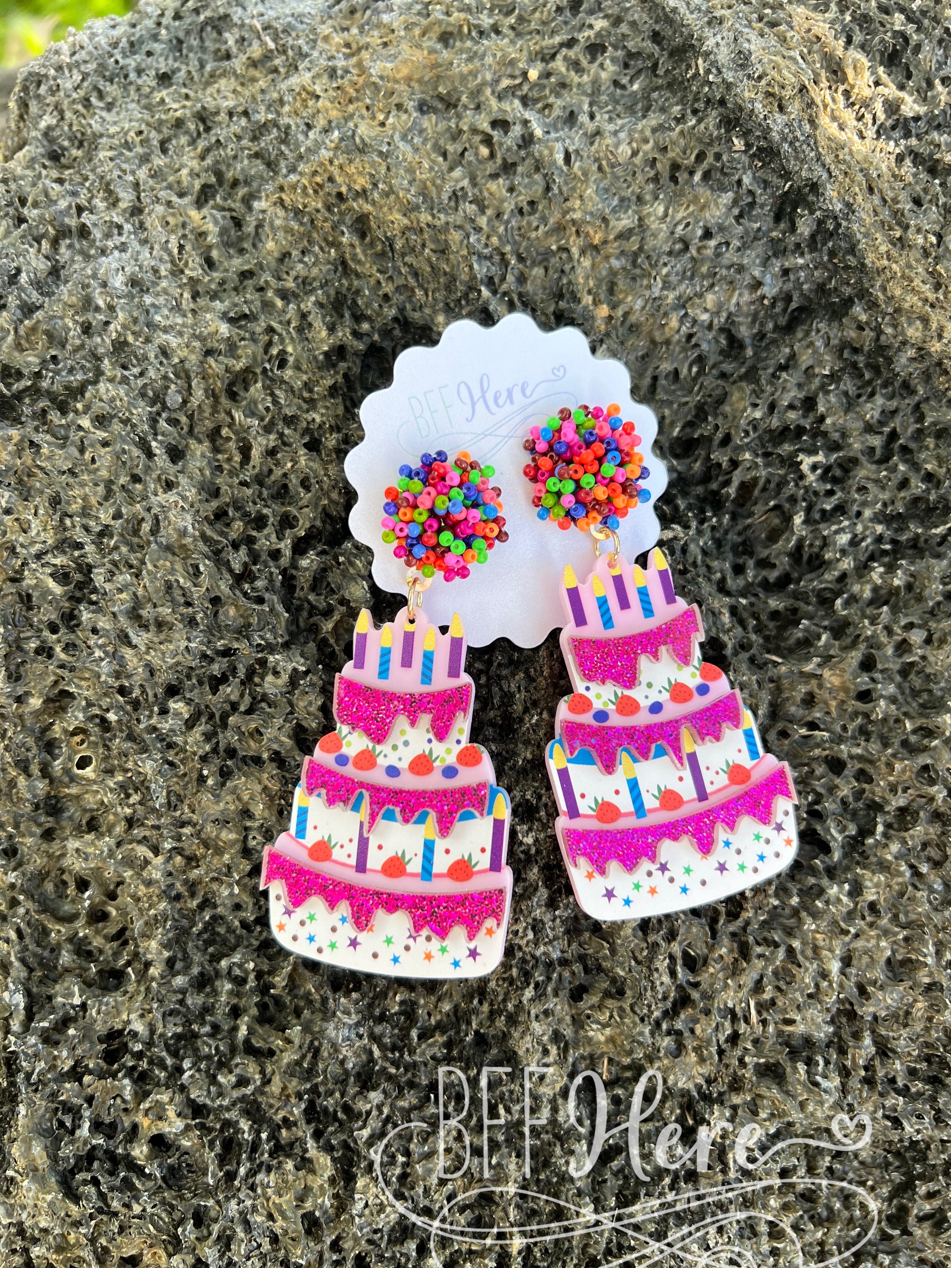 Happy Birthday Cake Earrings - BFF Here