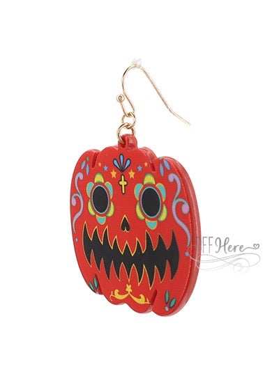 Painted Pumpkin Earrings - Orange - BFF Here