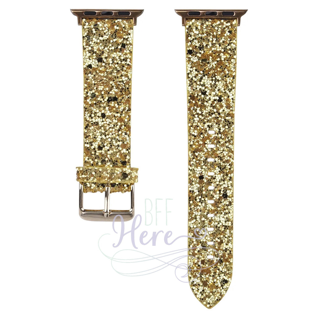 Shiny Glitter Leather Apple Watch Bands -- Choice of Color - BFF Here