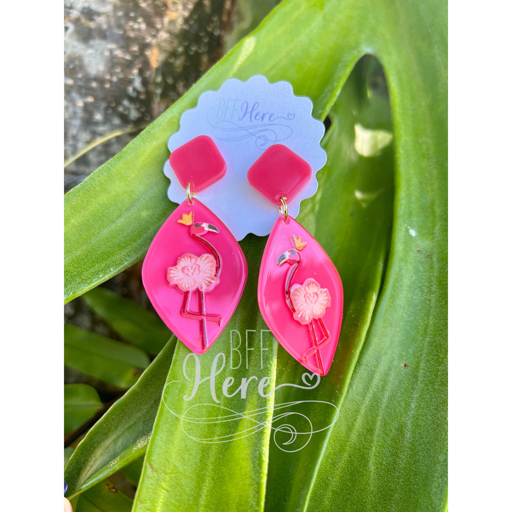 Queen Flamingo Earrings - BFF Here