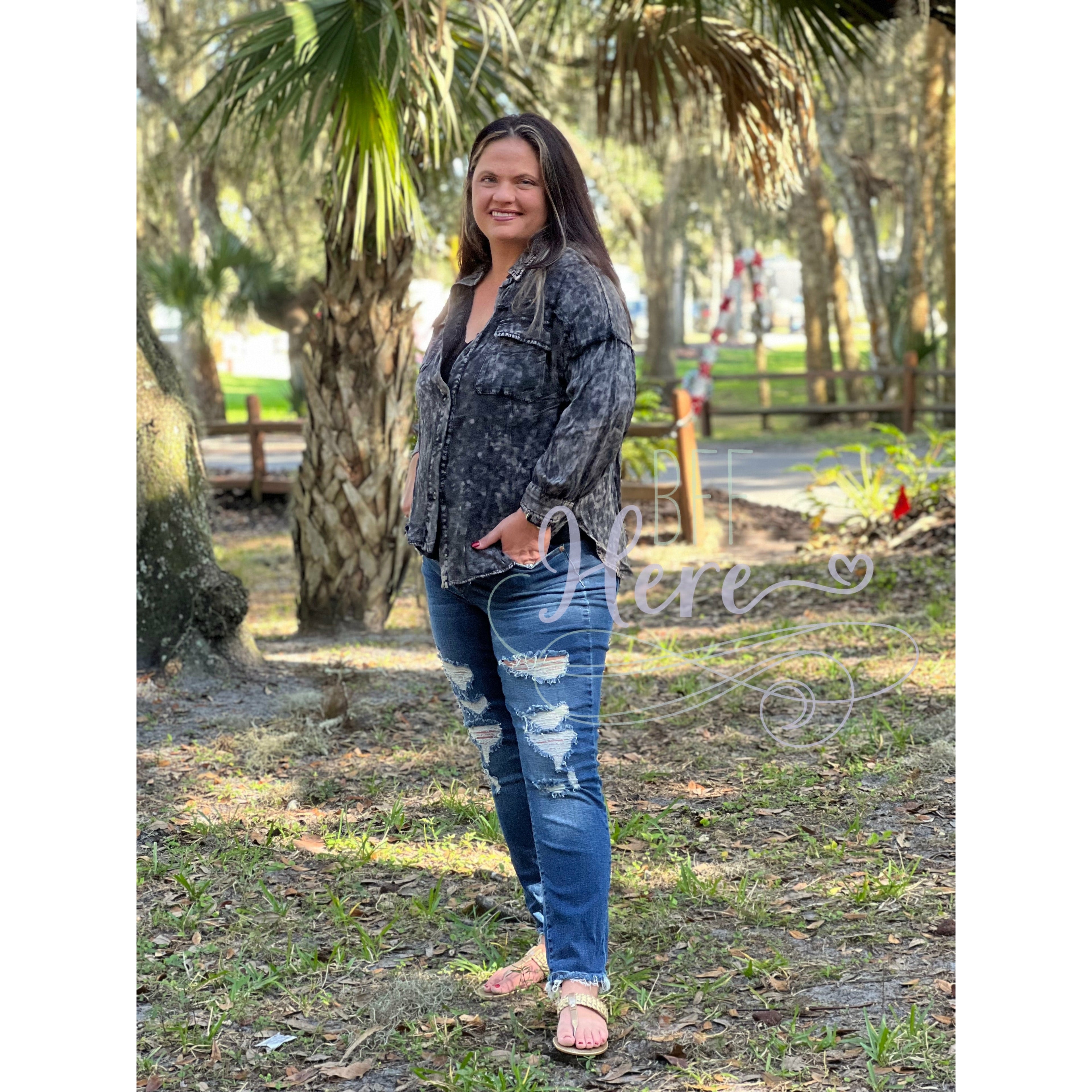 Dean Button Up Top — Black - BFF Here