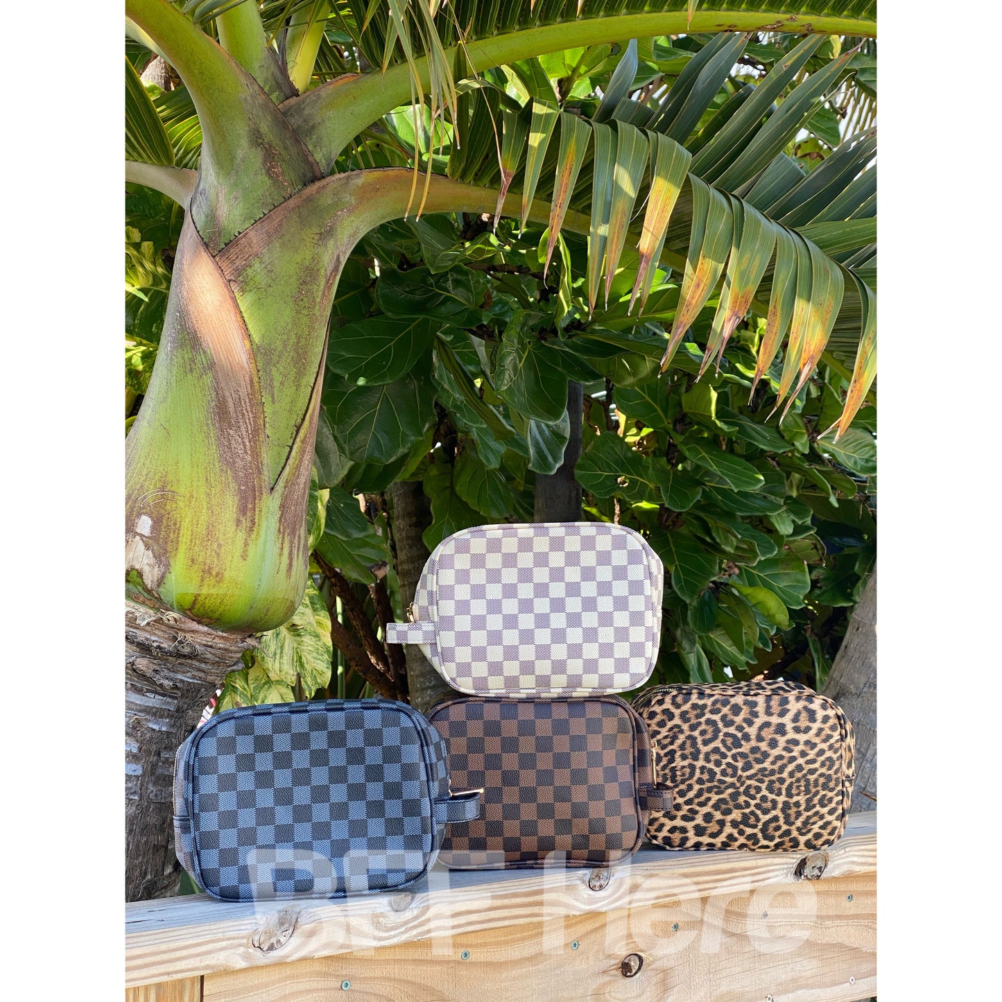 Nicky Checkered Cosmetic Bags -- Choice of Color - BFF Here