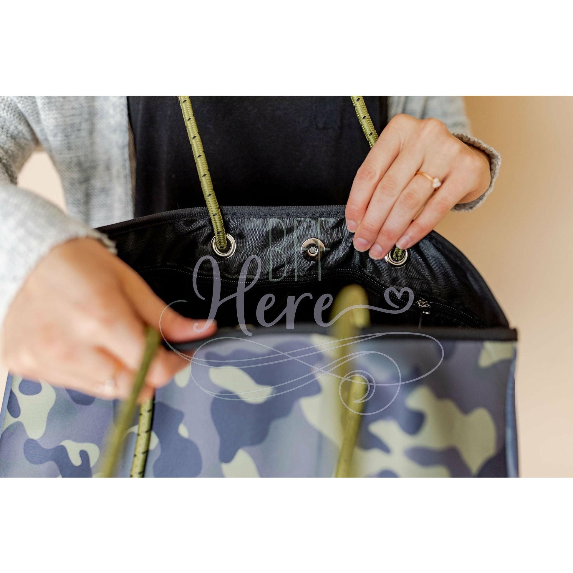 Neoprene Tote -- All Around Camo - BFF Here