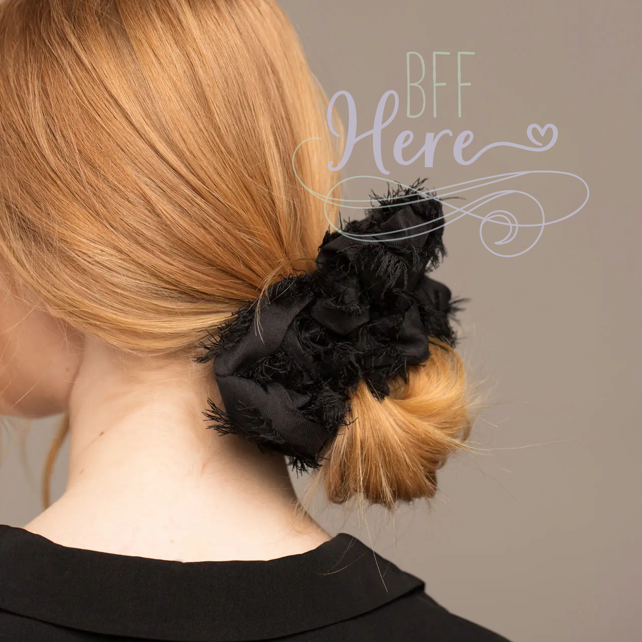 Brunch Scrunchie - Frayed Black - BFF Here