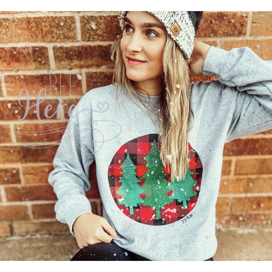 Buffalo Plaid Tree Sweatshirt - BFF Here