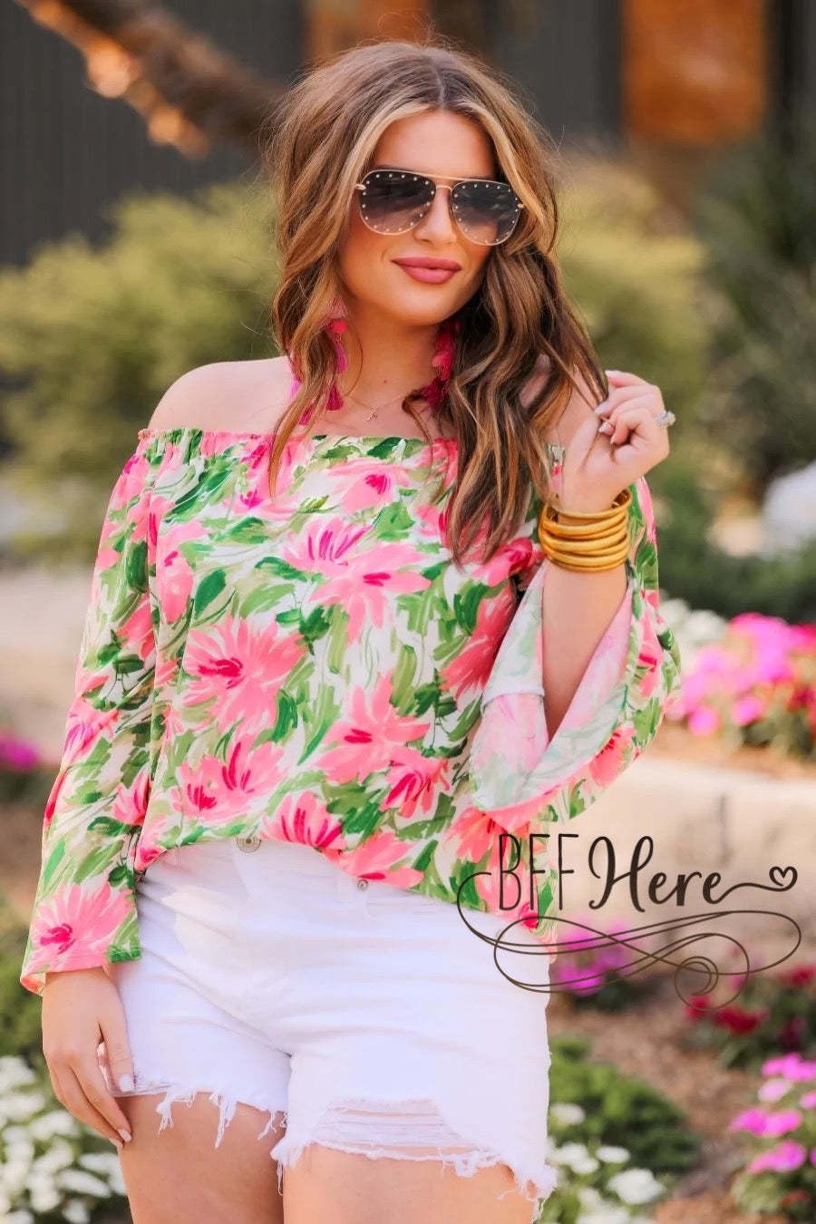 Raelynn Floral Off The Shoulder Top - BFF Here