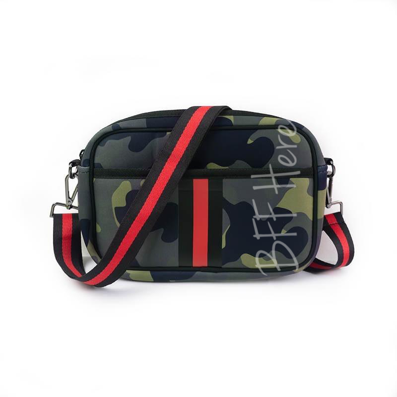 Neoprene Messenger -- Camo/Red Stripe - BFF Here