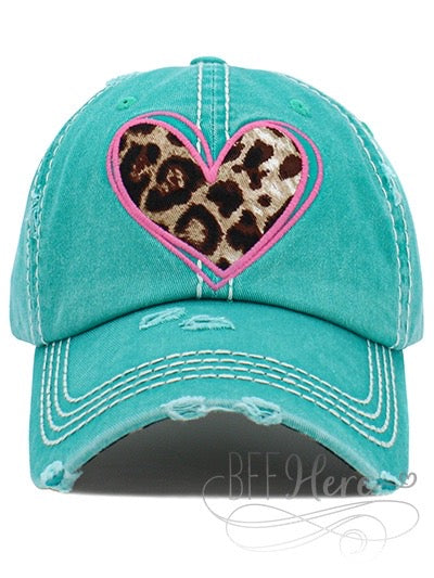 Leopard Heart Hat - Choice Of Color - BFF Here