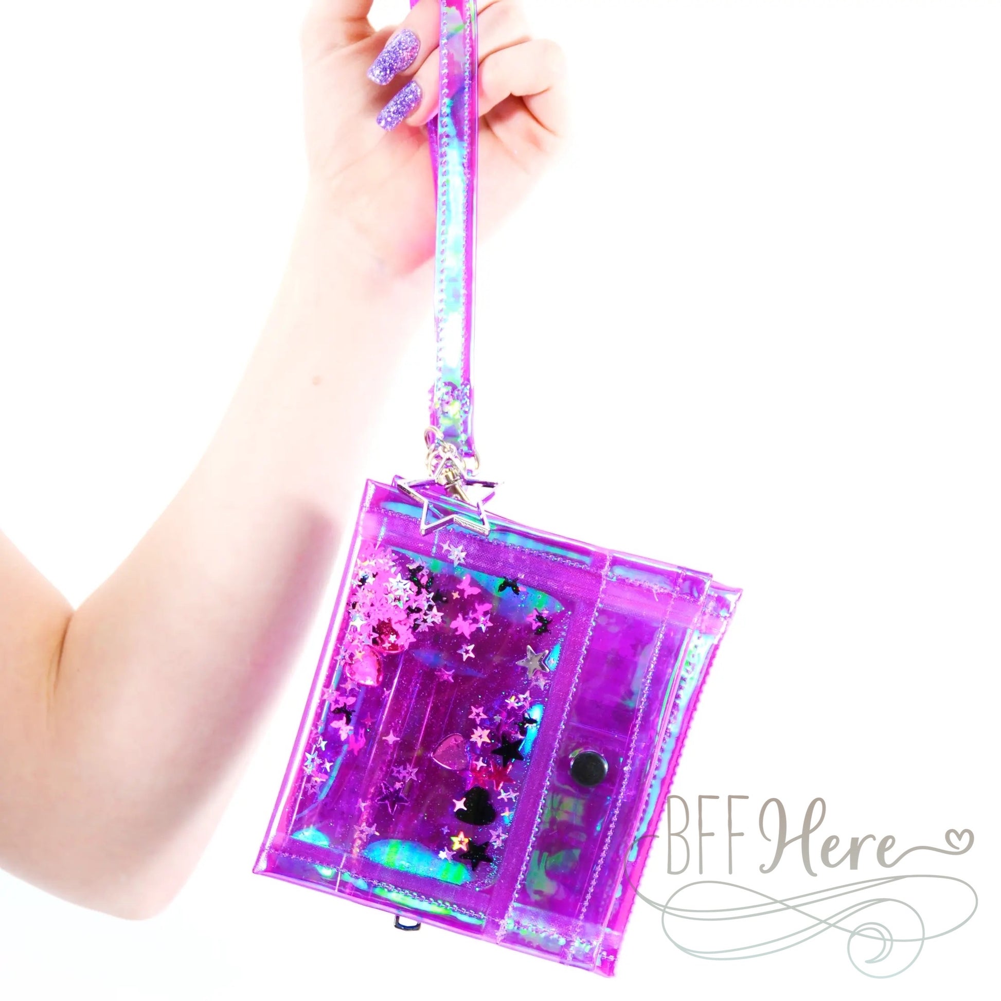 Bling Babe Liquid Glitter Mini Wristlet Wallet - BFF Here