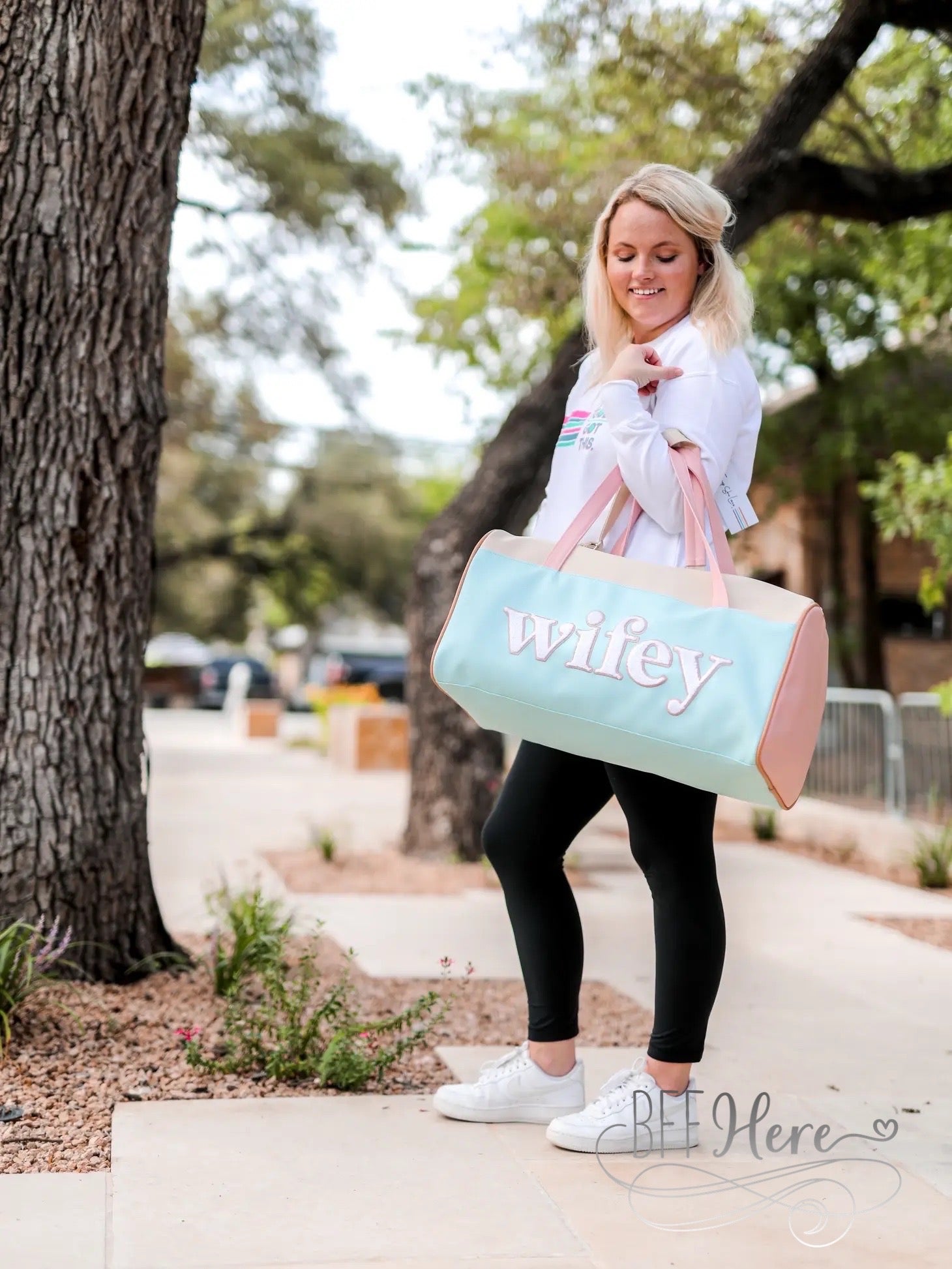 Duffle Bag  - Light Blue Wifey - BFF Here