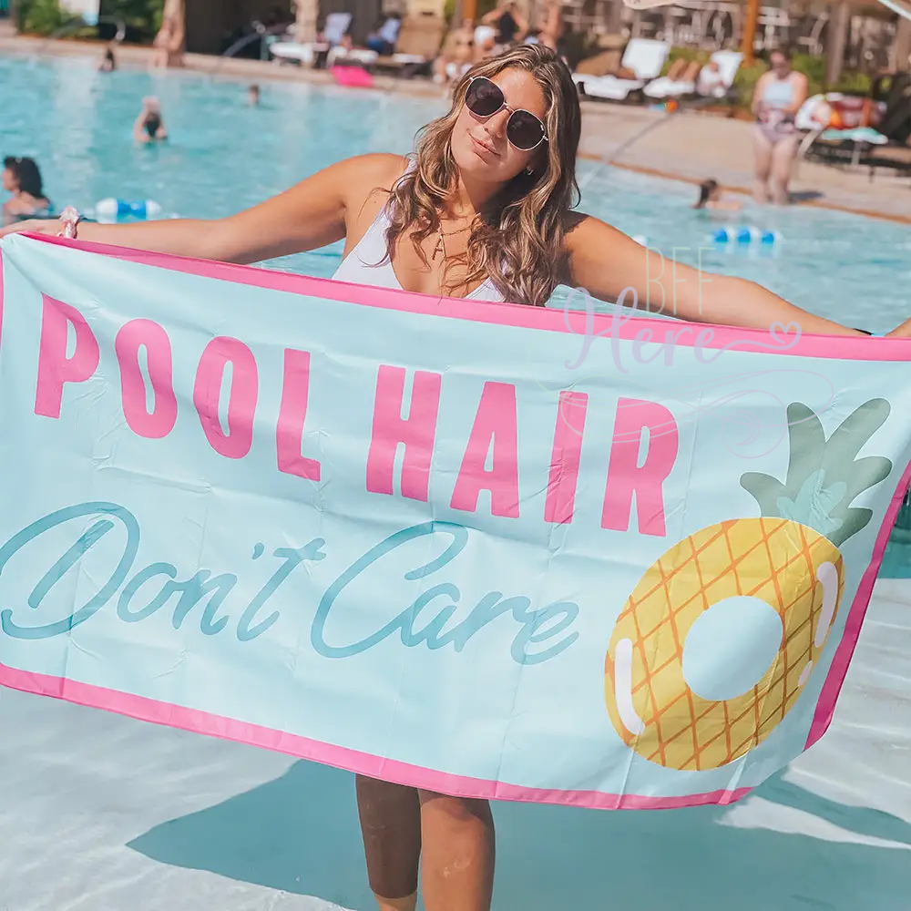 Quick Dry Beach Towel -- Pool Hair - BFF Here