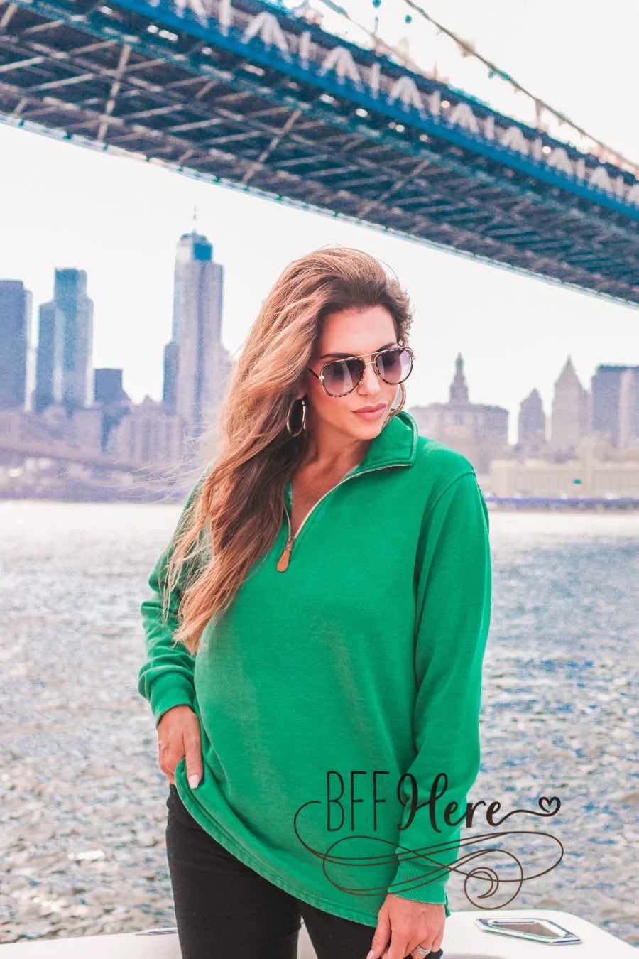 PREORDER— Miley Vintage Pullover -- Kelly Green - BFF Here