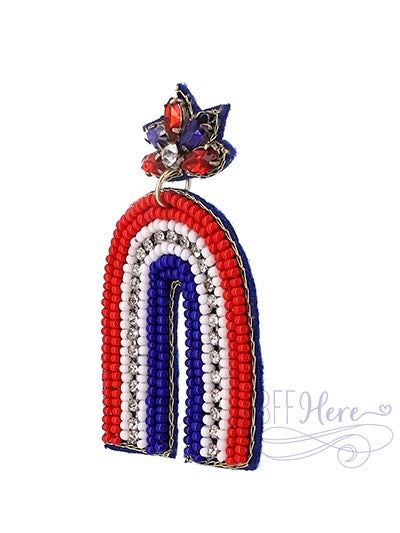 Red White Blue Rainbow Seed Bead Earrings - BFF Here
