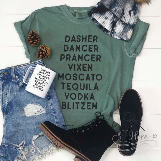 PREORDER—Dasher Dancer Funny Christmas T-Shirt - BFF Here