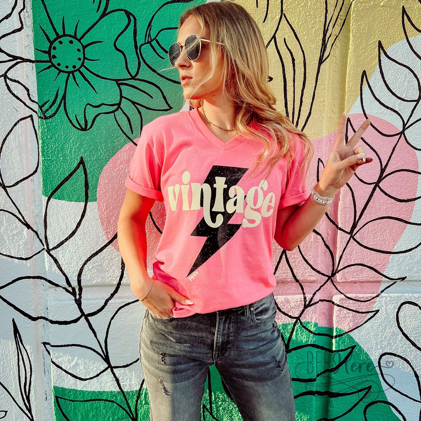 Vintage Neon Pink Tee - BFF Here