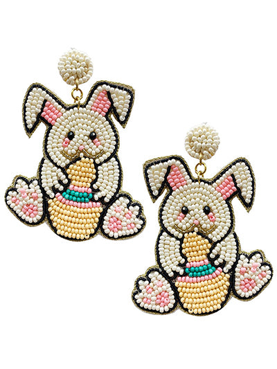 Easter Bunny Seed Bead Earrings - BFF Here