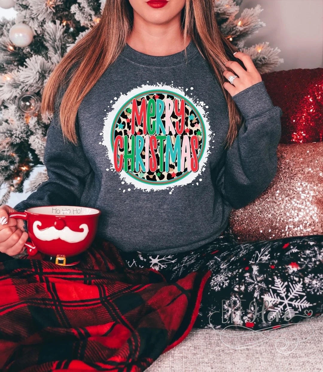 PREORDER—Merry Christmas Leopard Sweatshirt - BFF Here