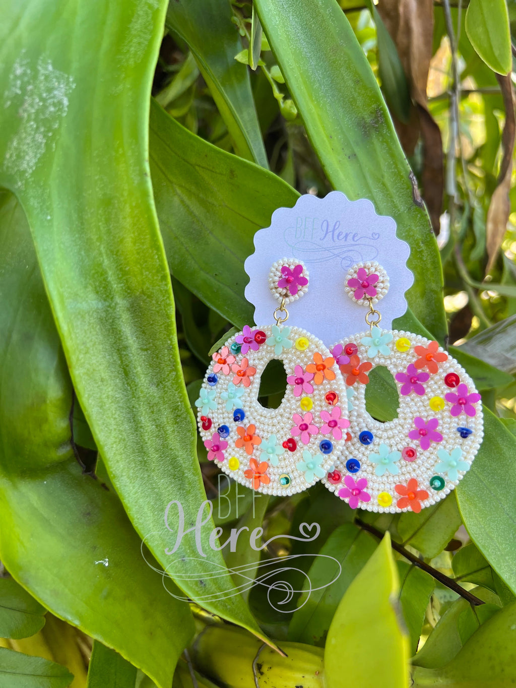 Malie Flower Seed Bead Earrings - BFF Here