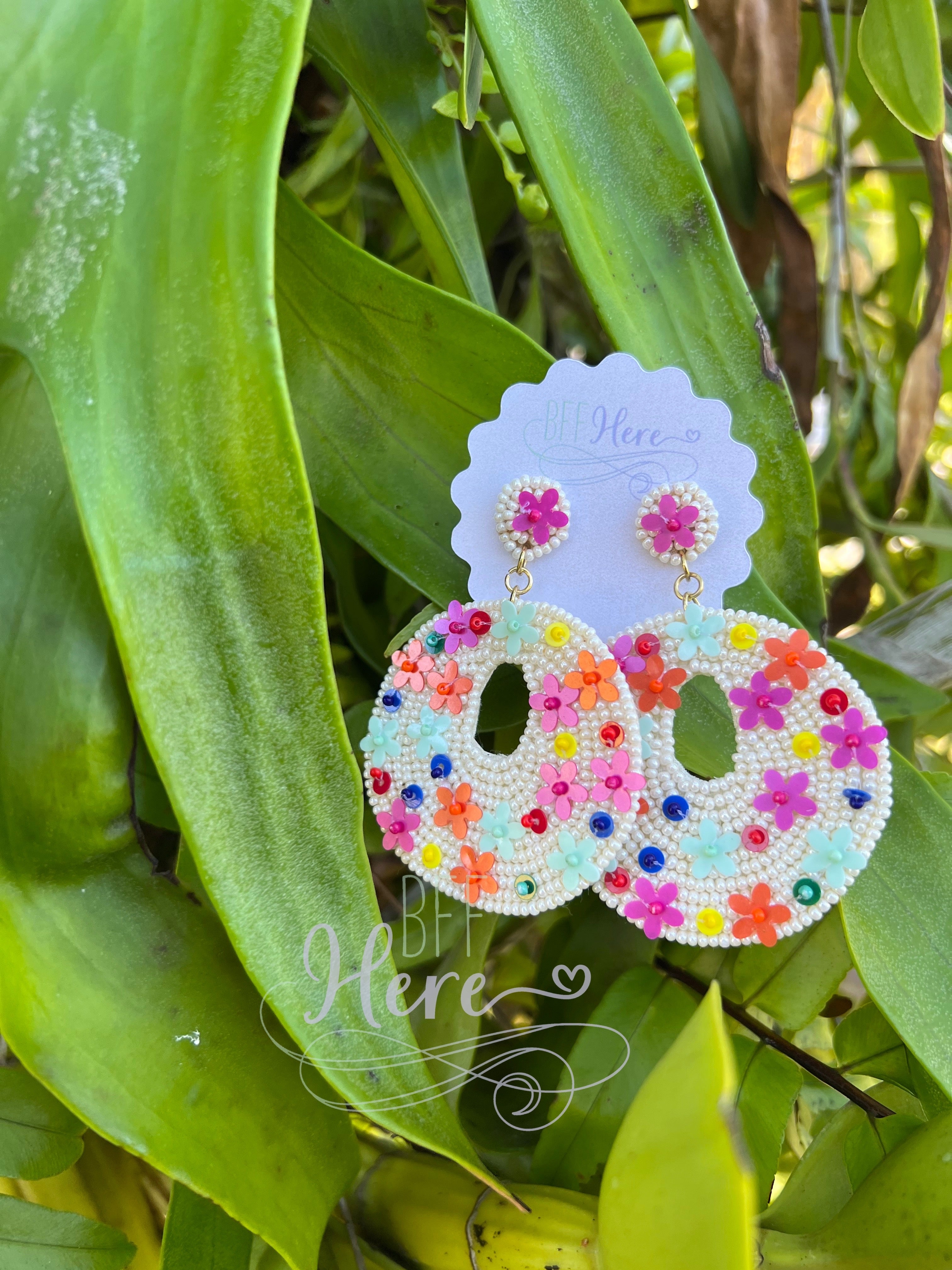 Malie Flower Seed Bead Earrings - BFF Here