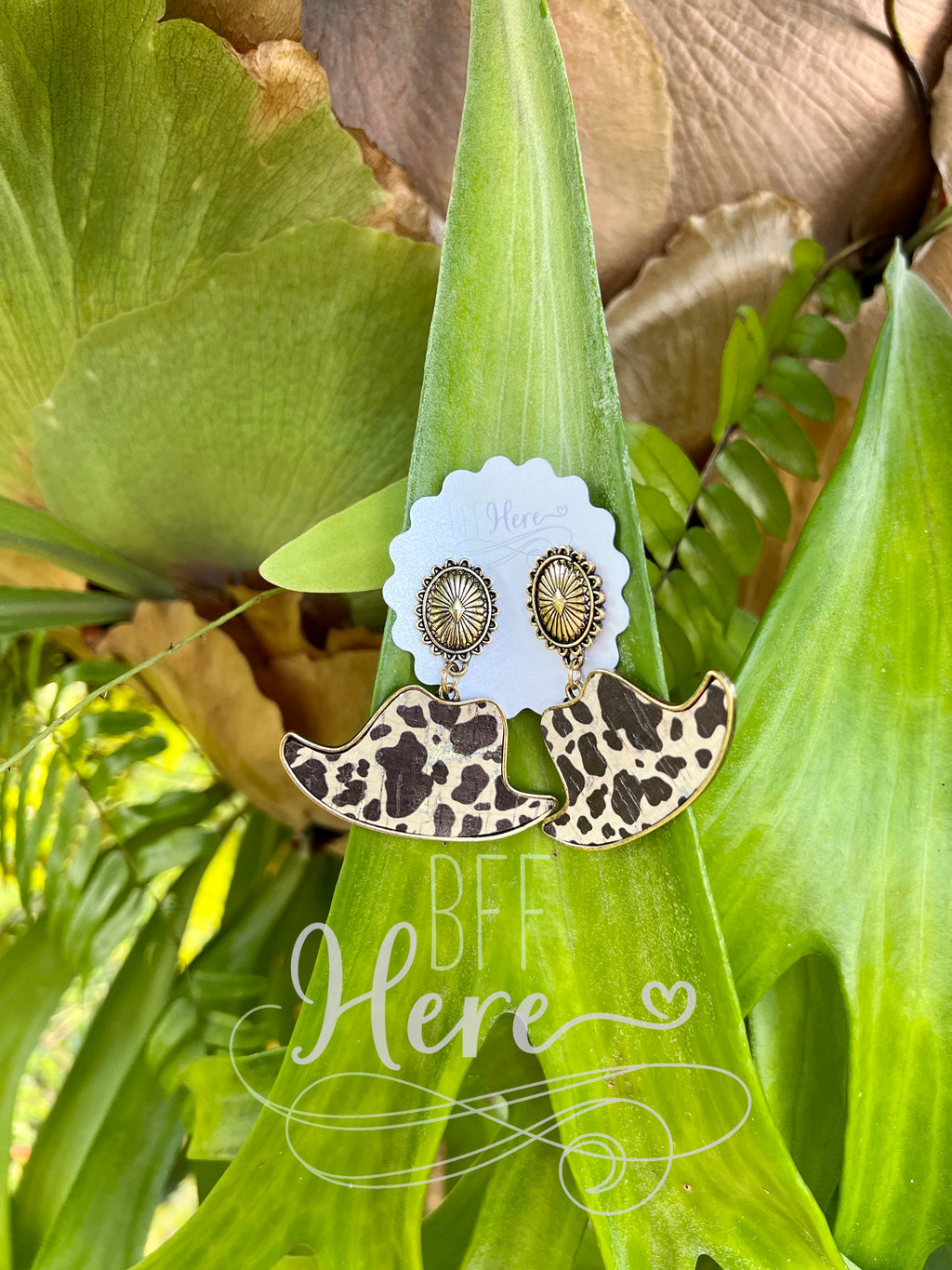 Maverick Animal Print Cowboy Hat Earrings - BFF Here