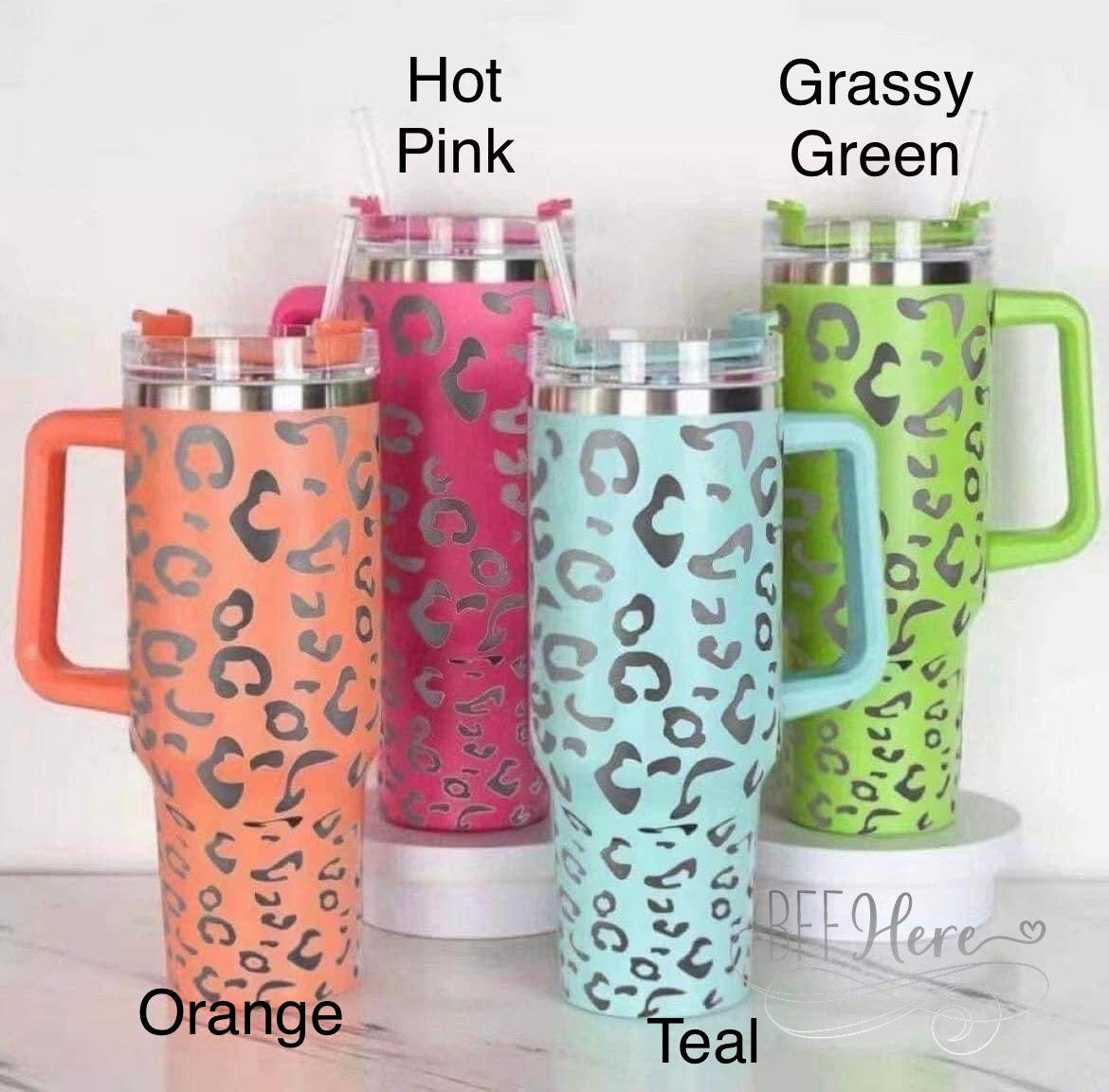 PREORDER-40 oz. Leopard Hydrating Tumbler — Choice of Color - BFF Here