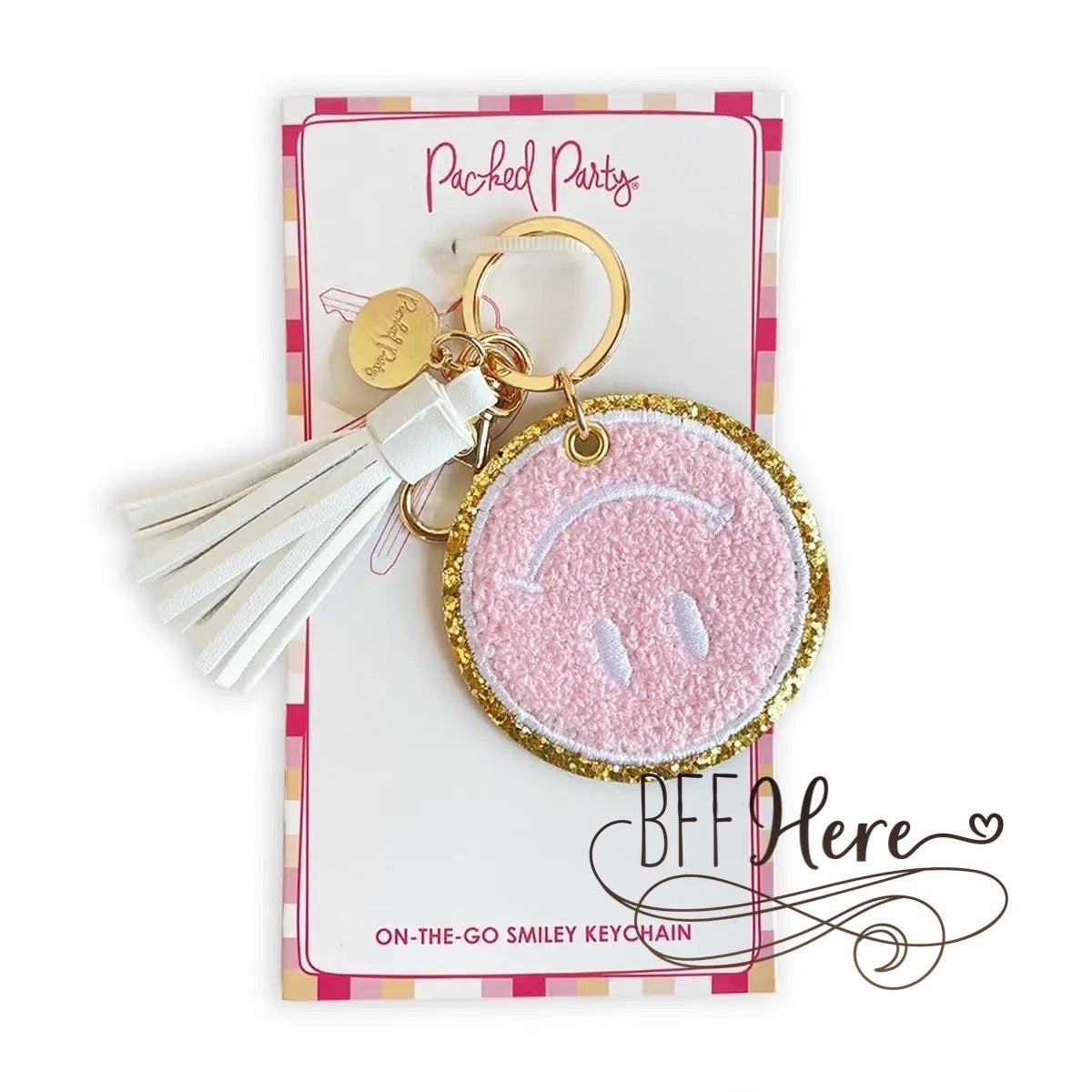 PREORDER—Keep Cozy Smiley Keychain by Packed Party — Cj - BFF Here